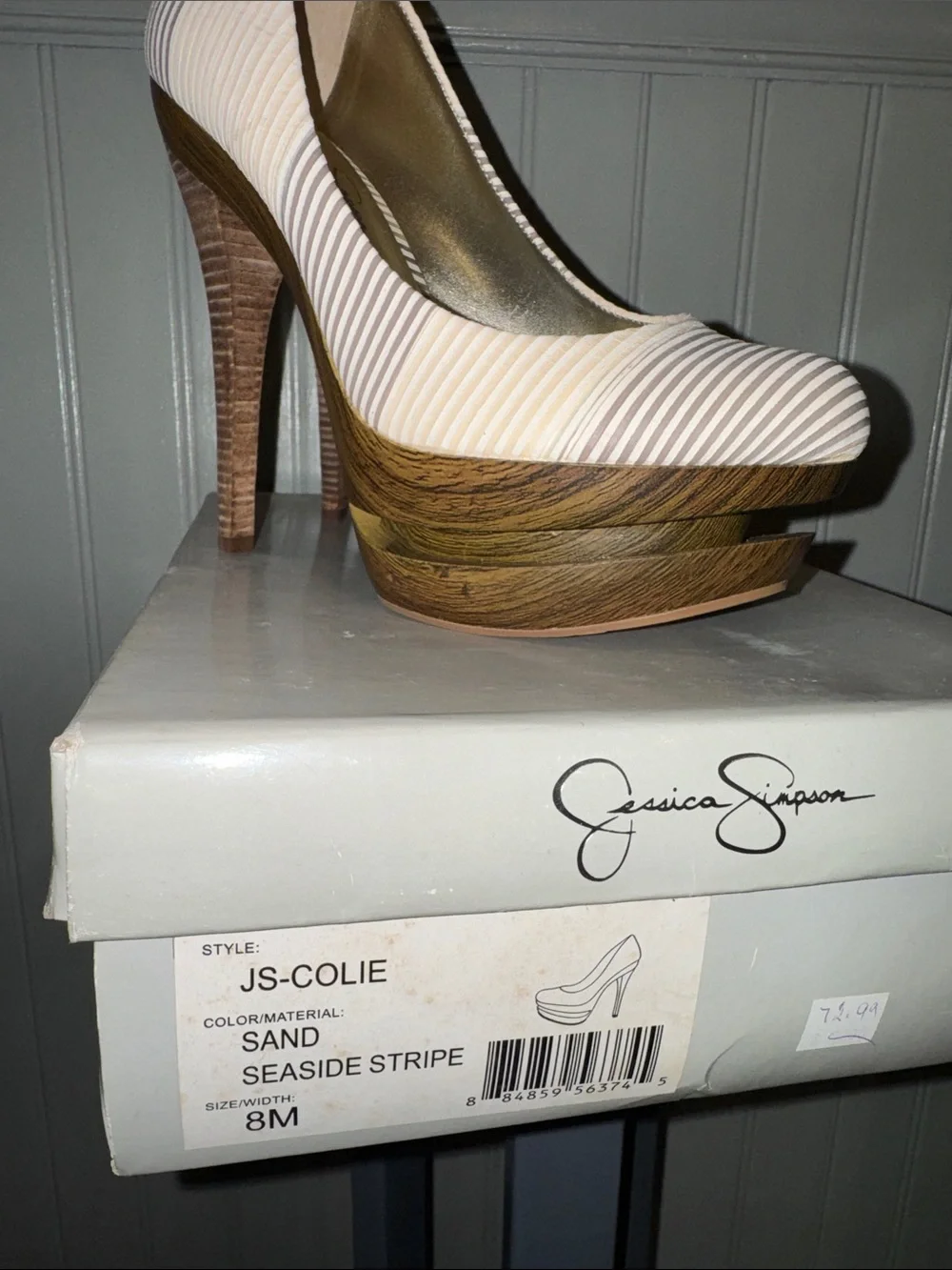 Jessica Simpson Colie Sand Striped Platform Heel - Size 8.